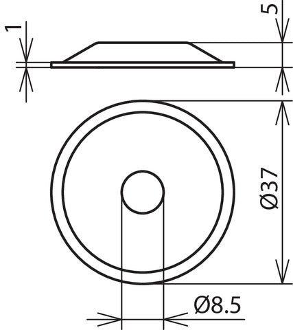 StSt Afdekplaat H5m D37mm Voor geleider en hengelhouders - 276009 [5 stuks]