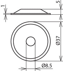 StSt Afdekplaat H5m D37mm Voor geleider en hengelhouders - 276009 [5 stuks]
