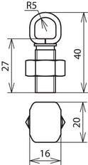 Dehn M12 Cu-RCB eendelige connector voor rd 8-12,5mm - 300017