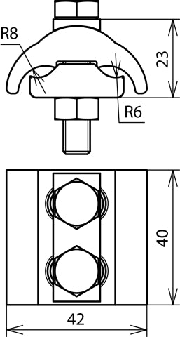 Dehn PV 5.12.5 SKM8X45 CU parallelle connector voor verschillende diameters - 306100