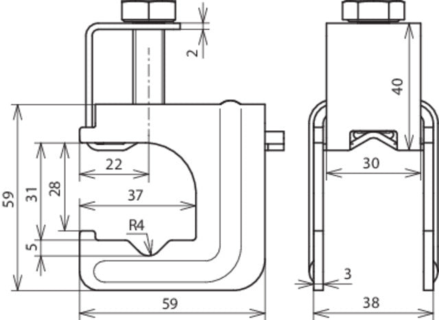 Dehn U-Klem St Kaal Voor D 6-20mm Of Fl 30x3-4mm - 308031