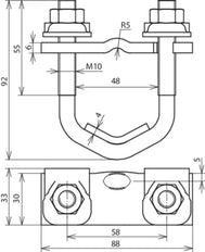 Dehn U-Klem Voor 16-48mm Diameter Staaf en 30-40mm Frame - 308046