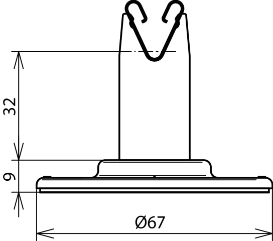 Dehn Dakgeleiderhouder Zelfklevende Pad 32mm Roestvrij Staal - 297120