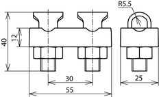 Dehn KS Verbindingsstuk Zamak Staal TZN Voor RD 7-10mm Tweedelige Afstand - 302010