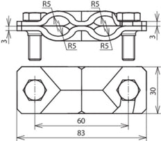 Dehn SVP Klem Voor Rd 8-10mm Fl 30mm Zonder Inzetstuk - 308060 [2 stuks]