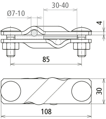 Dehn SV Klem ST TZN Voor RD 7-10 FL 40 MM Montage Accessoires - 308320