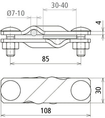 Dehn SV Klem ST TZN Voor RD 7-10 FL 40 MM Montage Accessoires - 308320