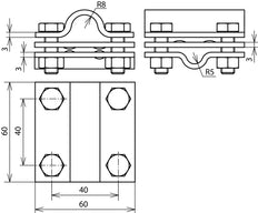 Dehn kruisstuk roestvrij staal voor Rd 8-10/16mm Rd 16/Fl 30mm - 319219