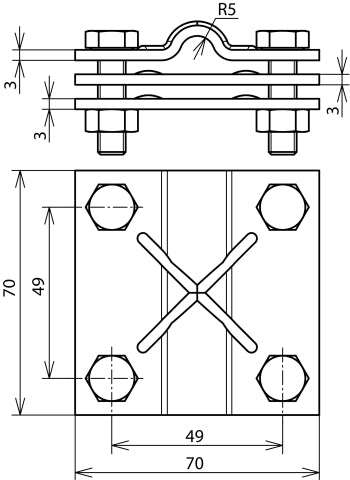 Dehn Kruiseenheid Koper Voor Rond 8-10mm FL 30-40mm Tussenmaat - 321047