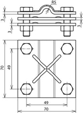 Dehn Kruiseenheid Koper Voor Rond 8-10mm FL 30-40mm Tussenmaat - 321047