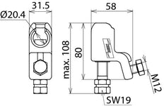 Dehn Stijve kogelkop met zeskantschacht voor geleiders - 772310