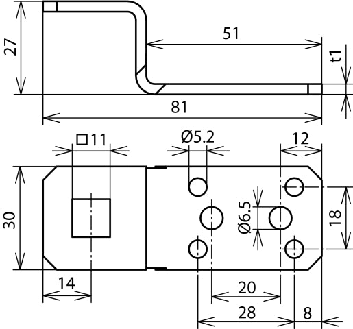 Dehn verbindingsplug Z-vormig Al met klinknagel- of schroefgaten - 377005 [5 stuks]