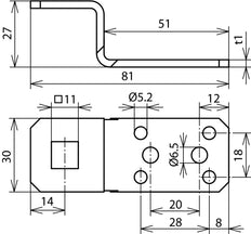 Dehn verbindingsplug Z-vormig Al met klinknagel- of schroefgaten - 377005 [5 stuks]
