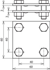 Dehn Kruiseenheid StSt V4A Voor FL 30/30mm Afmeting 60x60mm - 318233
