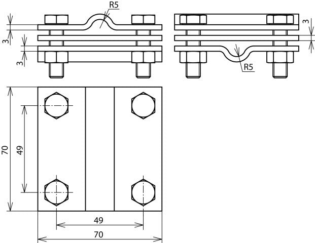 DEHN Roestvrijstalen kruisunit RD 7-10 FL 40mm Interlock - 319229