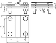 DEHN Roestvrijstalen kruisunit RD 7-10 FL 40mm Interlock - 319229