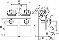 Dehn Gutter Clamp With Cleat for Rd 7-10m Width 60mm Bead 13-25mm - 339010