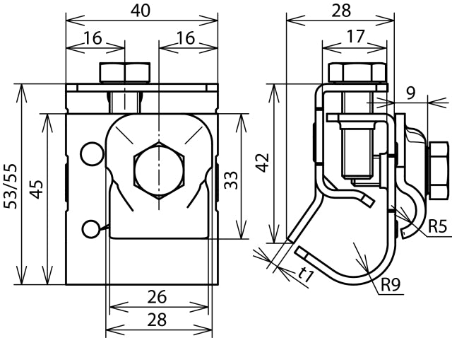 Dehn Aluminum Gutter Clamp With Clamping Frame 16-22mm - 339061