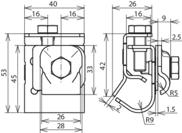 Dehn Bimetallic Gutter Clamp With Double Cleat Cu-St/TZN - 339167