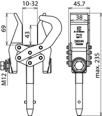 Dehn faseschroefklem 10-32mm met veiligheidsbeugel en T-pen - 784038
