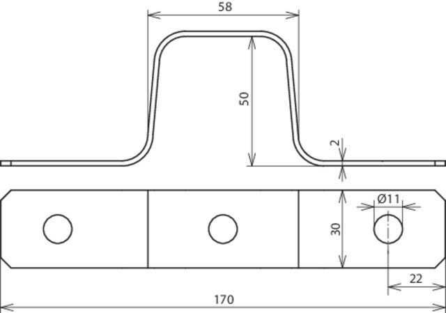 Dehn expansiestuk plat Al 30x2mm L170 3xB11 - 374020 [2 stuks]