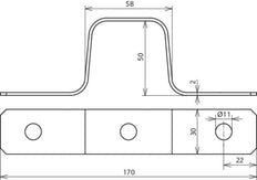 Dehn expansiestuk plat Al 30x2mm L170 3xB11 - 374020 [2 stuks]