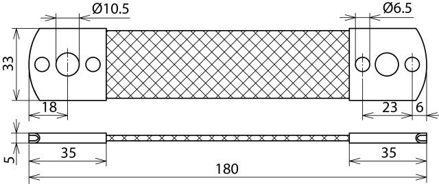 Dehn Al 50mm Overbruggingsvlecht met bevestigingsboringen L180 B10.5 B6.5 - 377045