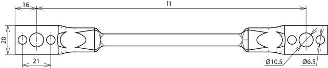 Dehn Overbruggingskabel CU 16mm L500 Met 2 Lugs Boring 10,5 En 2x6 - 377510