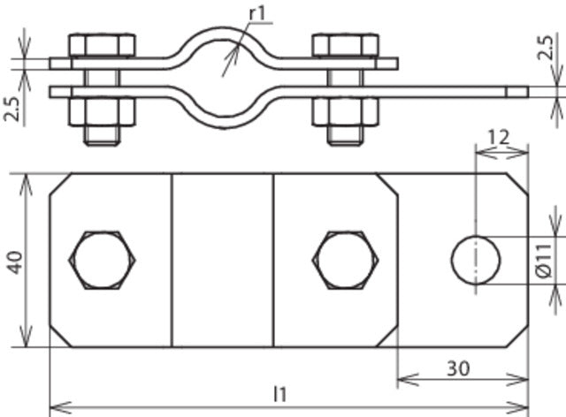 Dehn roestvrij staal aardingspijp klem D 21mm met boring D 11mm - 410319