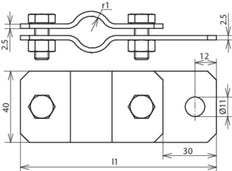 Dehn Earthing Pipe Clamp D 48mm With Bore D 11mm StSt - 410359