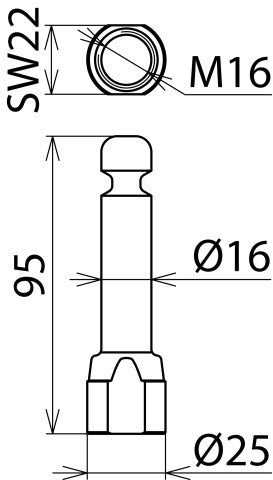 Vast aardingspunt met D16mm ringgroef en M16 binnendraad - 790260
