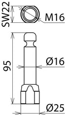 Fixed Earthing Point With D16mm Ring Groove And M16 Female Thread - 790260