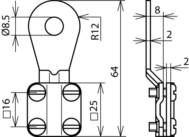 Dehn Eksg 8 Aq6 16 Cugalzn Aardingskabel Lug 6-16mm2 M8 Levering - 444008