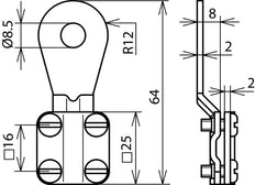 Dehn Eksg 8 Aq6 16 Cugalzn Aardingskabel Lug 6-16mm2 M8 Levering - 444008