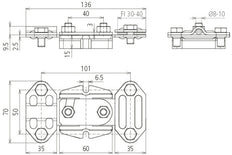 Dehn FTS 8.10 FL30.40 IS STTZN isolerende testverbinding - 453100