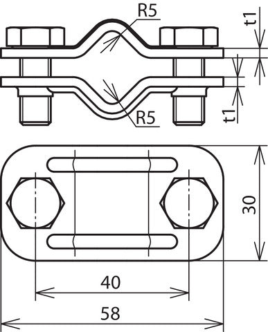 Dehn Uni Roestvrijstalen Ontkoppelklem Voor 2x Rd 8-10mm - 459029