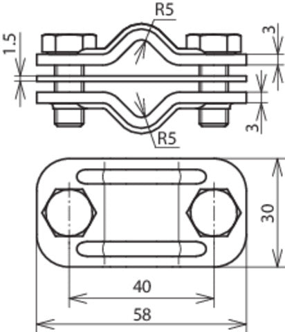 Bimetaal losmakende klem Cu-St/Tzn voor 2x Rd 8-10mm - 460517