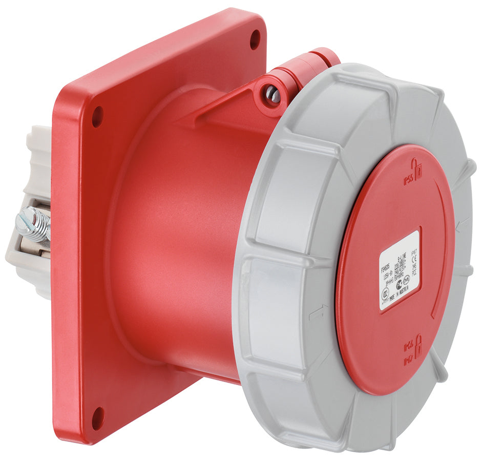ABL CEE-rechte contactdoos met flens IP67 125A 4-polig 400V 6H Rood - F44S357