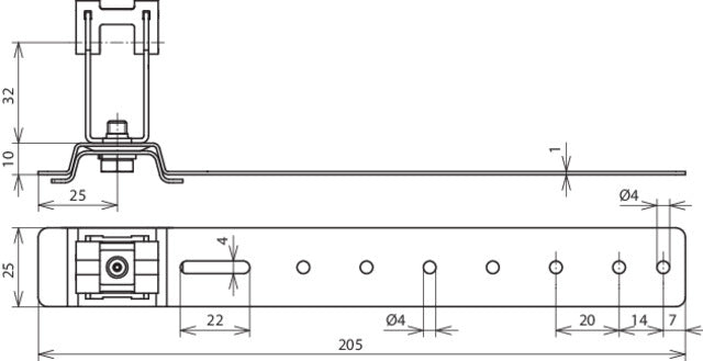 Dehn Dakgeleiderhouder H 32mm Rd 8mm Al/StSt L 205mm - 206171 [2 stuks]