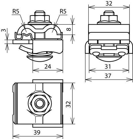 Dehn Uni Zadelklem Voor 8-10mm Geleider 4-50mm Vierkant - 365250