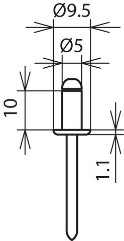 Dehn Blindklinknagel 5mm 10mm Al V2A DIN 7337 EN 15979 - 528610 [10 stuks]