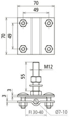 Dehn klem voor vaste aardklem M12 StSt V4A - 478149