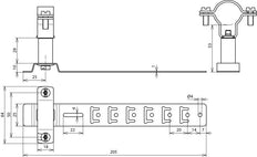 Dehn stroomgeleiderhouder met beugel L 205mm D 27/30mm - 202857