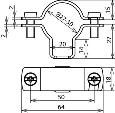 Roestvrijstalen stroomgeleiderhouder voor HVI stroomgeleider D 27-30mm - 275242