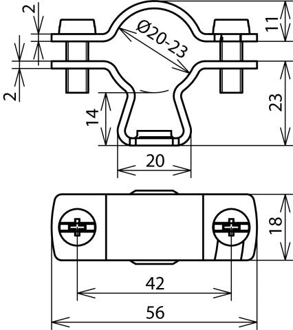 Roestvrijstalen geleiderhouder voor HVI/CUI geleiders D 20-23mm M8 schroefdraad - 275250