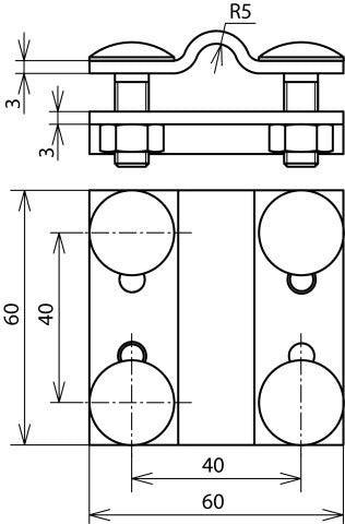 Dehn Kruiseenheid St Tzn voor Rd 8-10 Fl 30mm zonder tussenstuk P - 318205