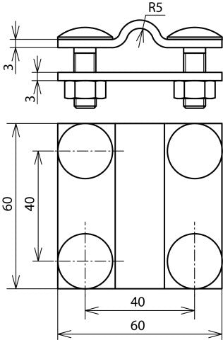 Roestvrijstalen kruisunit voor rd 8-10mm fl 30mm zonder intermedia - 318239