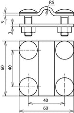 Roestvrijstalen kruisunit voor rd 8-10mm fl 30mm zonder intermedia - 318239