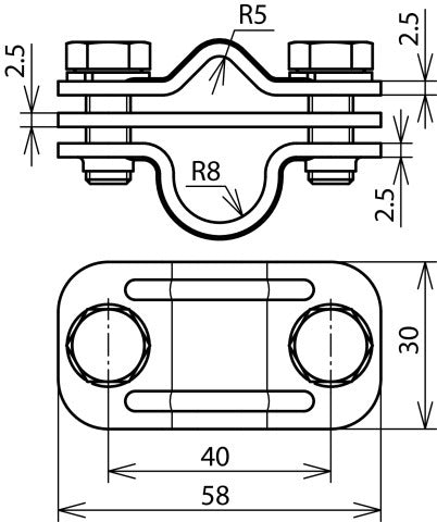 Dehn Uni Scheidingsklem StSt 200 KA Voor RD 8-10/16mm - 459219