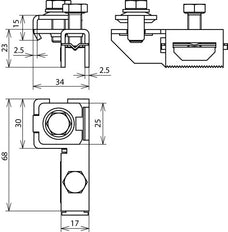 Dehn klauwplaat met tanden voor band 25x0,3mm voor rd 10mm - 540210